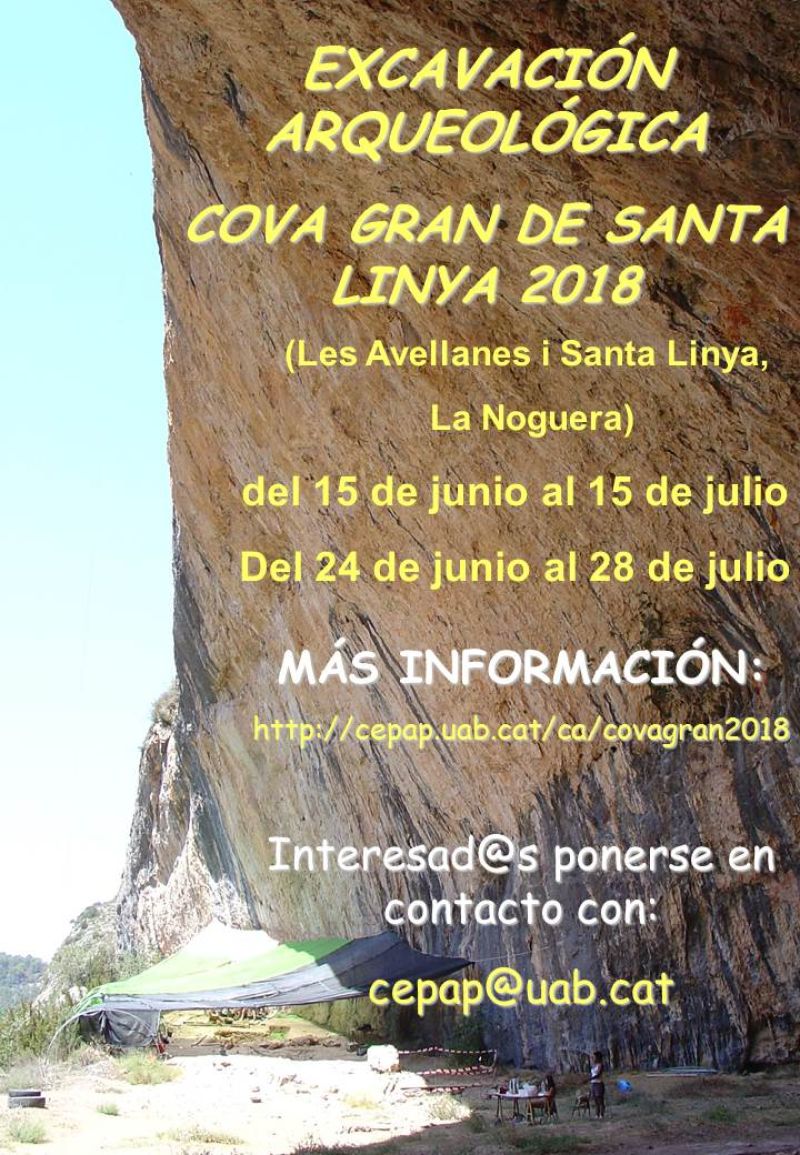 Excavació a la Cova Gran de Santa Linya 2018 (Les Avellanes i Santa Linya, La Noguera)