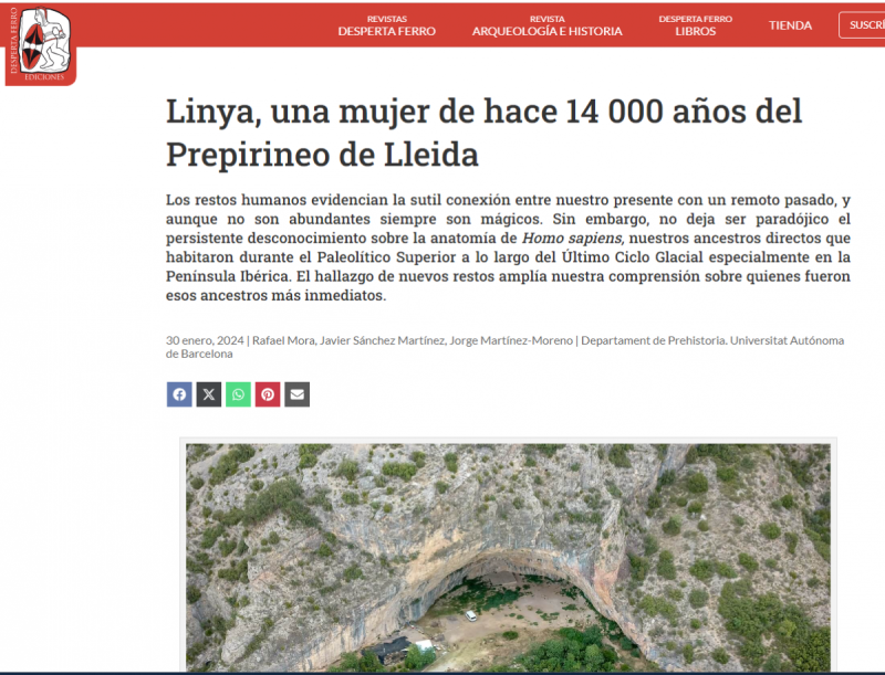 Linya, una mujer de hace 14.000 años del Prepirineo de Lleida